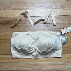 NEW Truekind Women's XL Convertible Strapless Bandeau Bra Beige Nude Adhesive